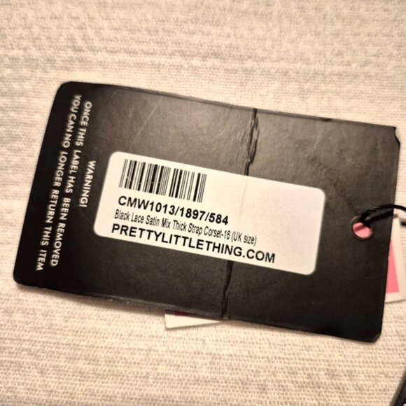 PRETTYLITTLETHING women's size 12 black satin mix thick strap corset New - Picture 3 of 9